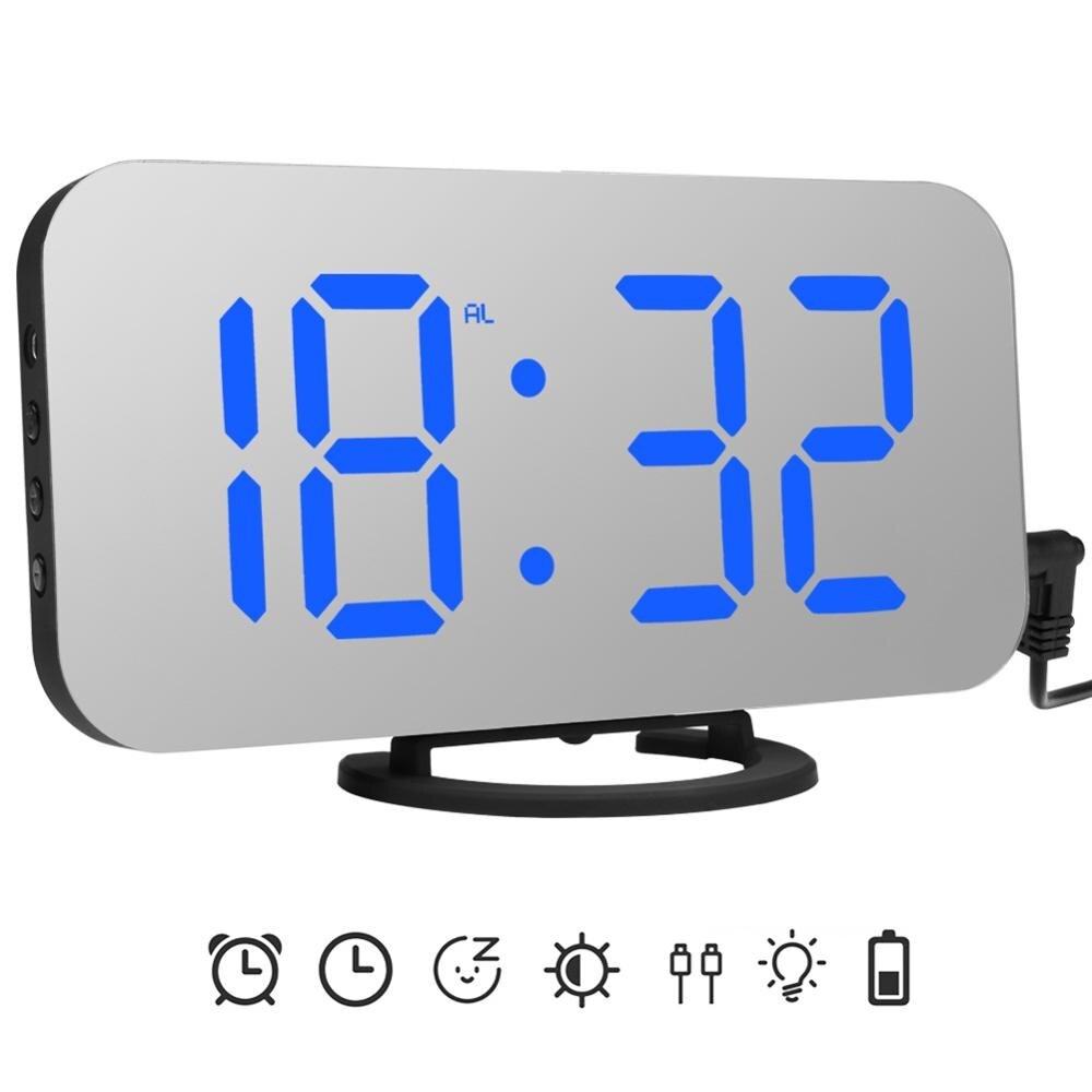Ipad Phone Charging USB Alarm Clock Digital Clock with Dual USB Port Electronic LED Digital Desktop Decoration Mirror Surface: Type 3