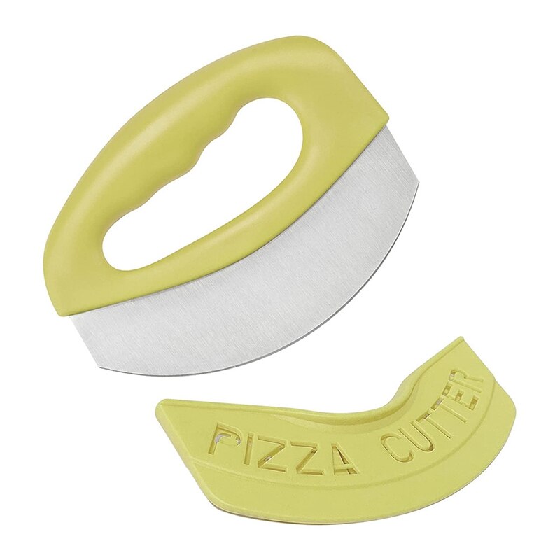Pizza Cutter Food Chopper-Super Sharp Blade Stainless Steel Pizza Cutter Rocker Slicer With Protective Sheath