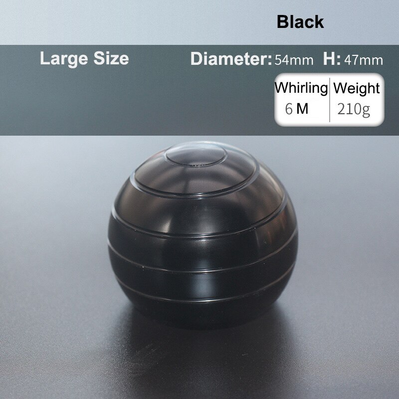 Ball Type Fingertip Gyro Metal Alloy Adult Office Desk Toy Decompression Anxiety Stress Relief Fidget Spinner Sensory Toys: Big Size - Black