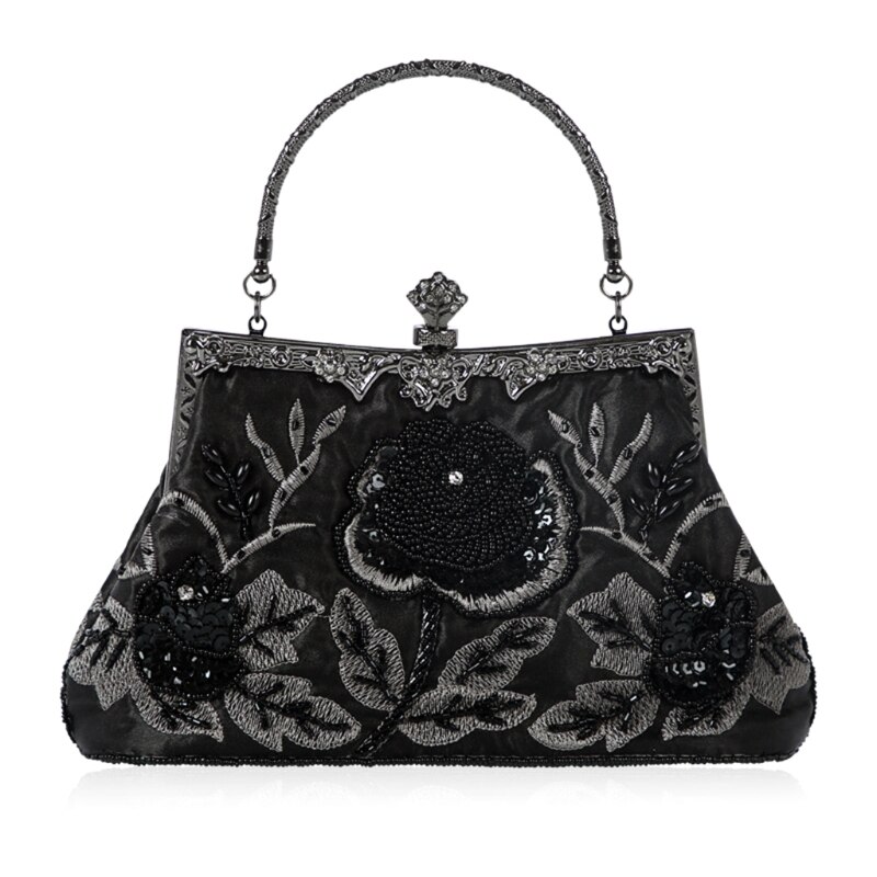 Frame Vrouwen Formele Kralen Avond Portemonnees En Handtassen Bridal Pailletten Clutch Bag Cocktail Party Bag: black