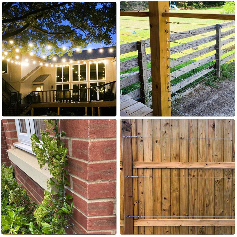 JEYL Garden Wire/Cable Railing/Wire Fence Roll Kit,200FT Heavy Duty Stainless Steel Cable Rope,Lag Screw Eye Screw