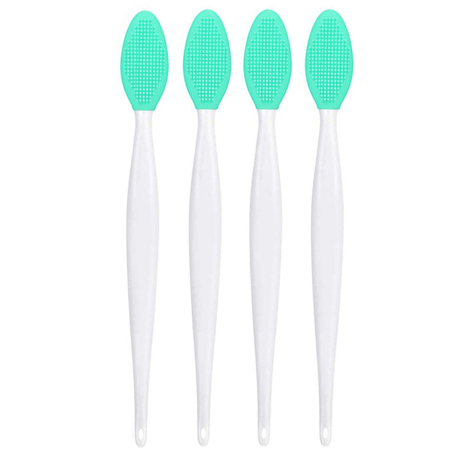 Silicone Lip Brush Tool Double Sided Soft lip Brush Wash Face Brush Scrub Clean Exfoliating Facial Lip Brush: 4Pcs green