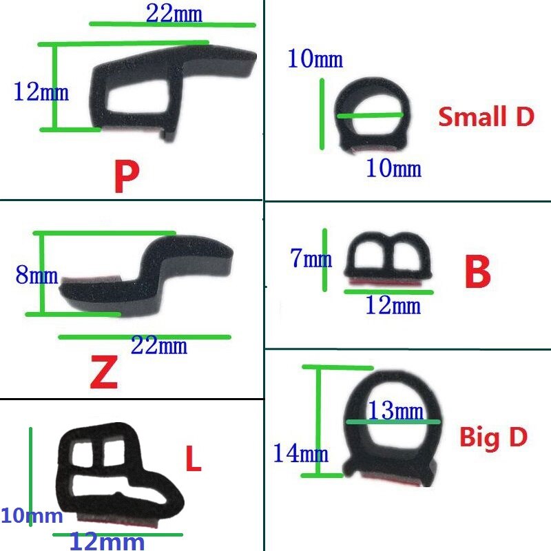 Universal ljudisolerande tätning 2 meter/set automatisk gummitätning bildörr tätningslist
