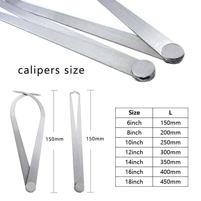 2 Pcs Calipers 150-450mm Metal Firm Joint Inside And Outside Calipers Sculpture Carving Measurement Tool