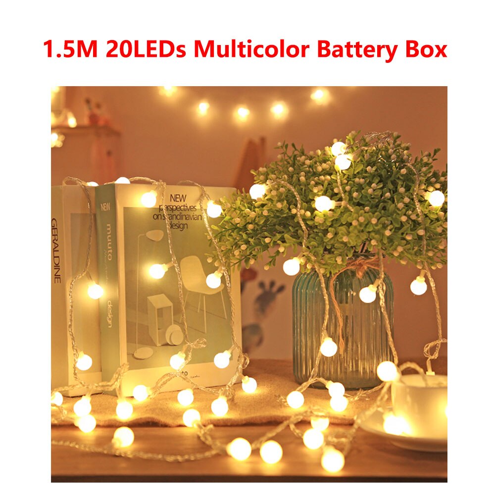 2M 6M 10M Cherry Balls LED Fairy String Lights batteria USB 220V 110V funzionamento matrimonio natale camera all'aperto decorazione ghirlanda: 1.5M Battery Box 1