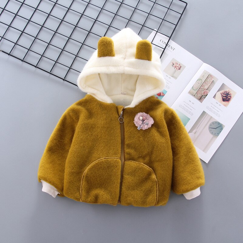 Peutermeisjes winterkleding kinderkleding warme kinderjas jongens dikke wollen trui met capuchon jongenskleding: Bruin / 4t