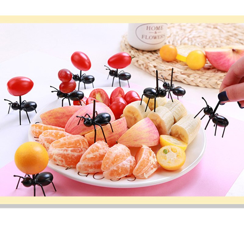 12 Stuks Diy Mini Cos Mier Fruit Vork Plastic Decoratieve Keuken Bar Kinderen Dessert Vork Servies Dier Eten Pick ant Toot