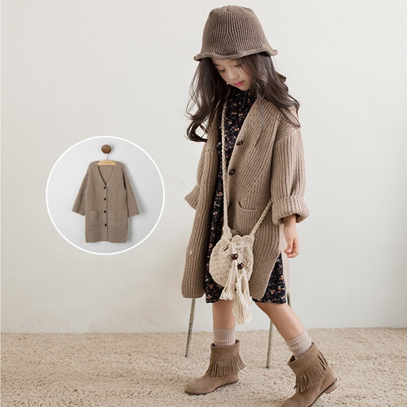 Teen Tops Meisjes Truien Kinderen Bovenkleding Kinderen Vest Peuter Herfst Jas Lange Stijl Kleding Losse Leisure,#2640