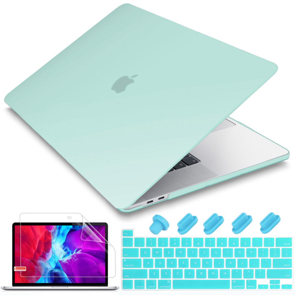 Screen protector Keyboard cover Hard Shell Case for Macbook Pro 16 inch with Touch Bar A2141: Matte Light Green