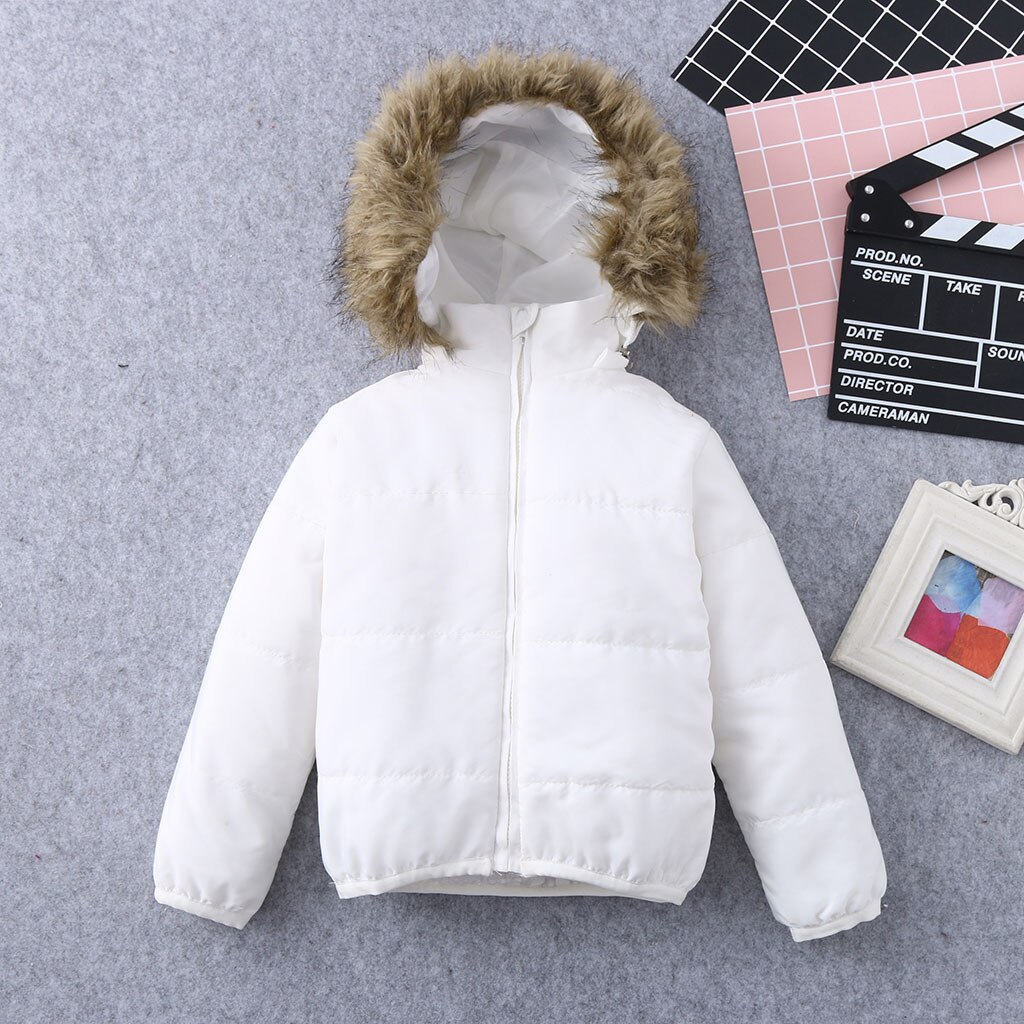 Kids Baby Toddler Boy Girl Warm Faux Fur Hooded Winter Jacket Coat Outerwear dropshiping W1220