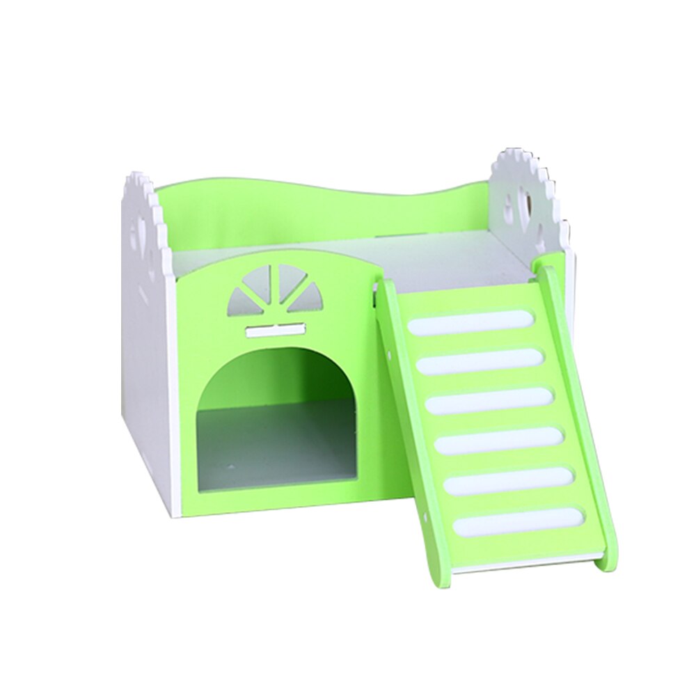 Non-toxic Pet Hamster Wooden House Small Mouse Nest Houses With Staircase Small Animal Living Home Pets Nest: C