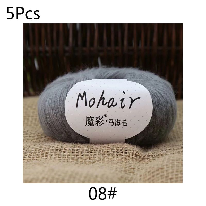 5 Rolls 125g Soft Thin Angola Mohair Yarn Fine Baby Wool Hand Knitting Crochet DIY Sweater Scarf Socks: 5AC203337-8