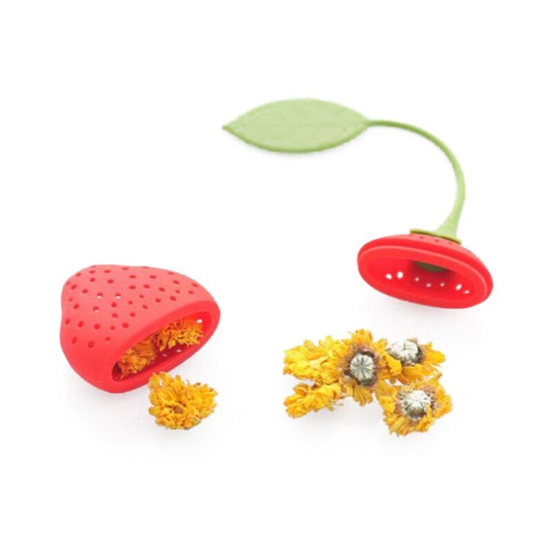 Silicone Tea Infuser Non-toxic Strawberry Shape Herbal Spice Tea Strainer Tea Bag Kitchen Supplies Teapot Accessories #