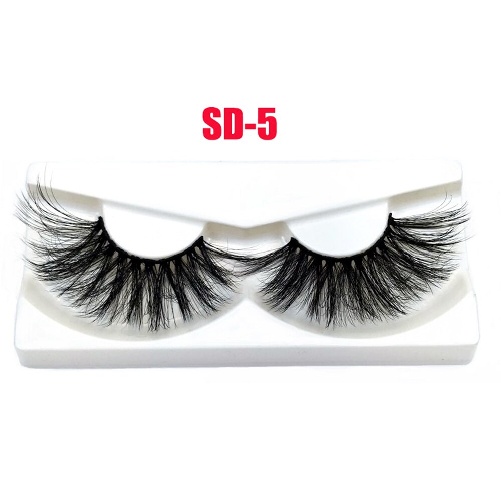 25MM Lashes 5D Mink Hair False Eyelashes Dramtic Thick Long Wispies Fluffy Full Strips Handmade Eye Makeup Lashes Extension Tool: 1 Pair SD-5