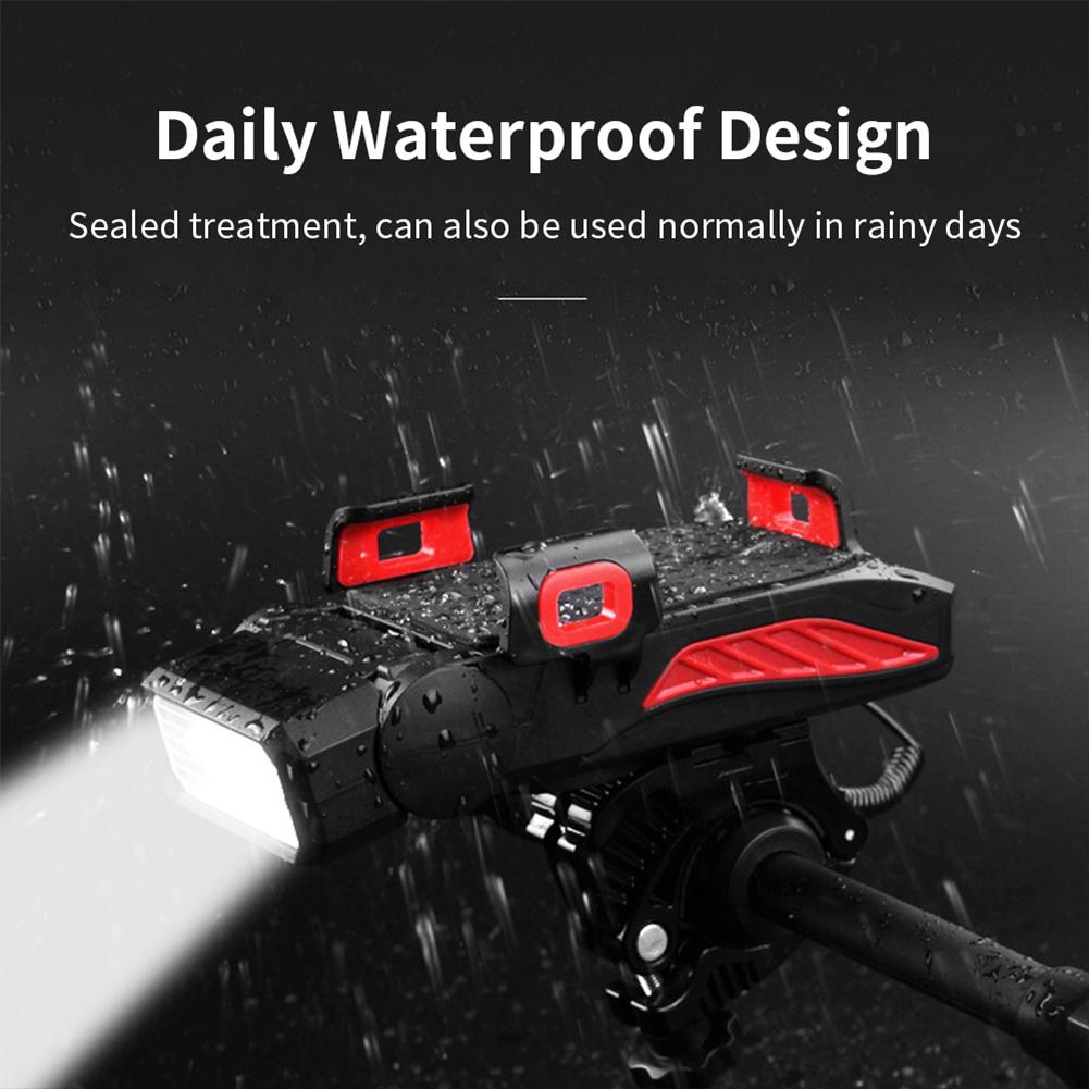 1 pz 4-in-1 supporto per telefono cellulare faro clacson conveniente bicicletta portatile luce di ricarica USB accessori per biciclette Dropshipping