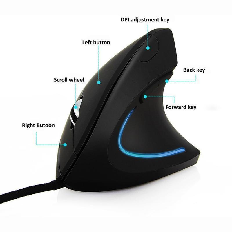 Przewodowa prawa pionowa mysz RGB ergonomiczna mysz do gier 3200DPI optyczne USB nadgarstek zdrowa pause dla komputer stancjonarny