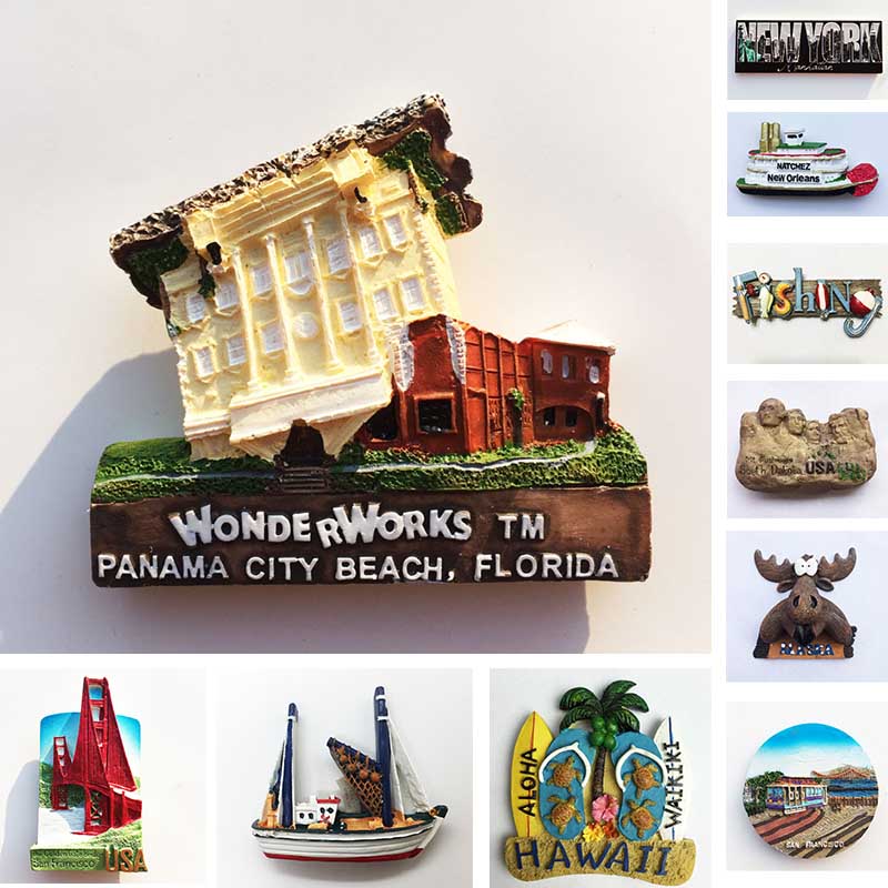 Usa Yourk Koelkast Magneten Florida Wonderworks San Francisco Hawaii Toerisme Souvenir Magnetische Koelkast Magneten