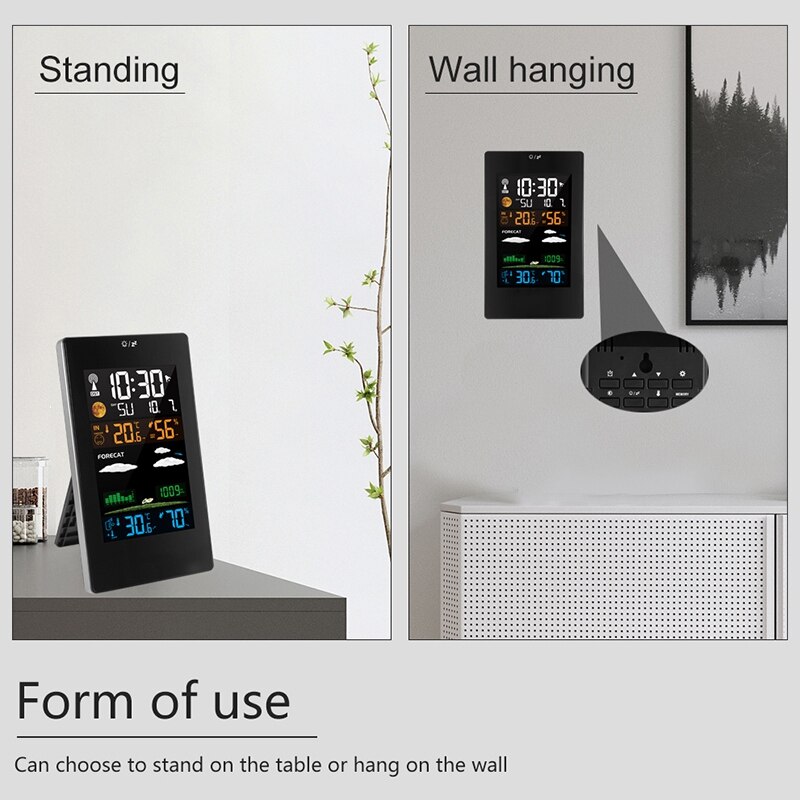 Wireless Weather Station, Digital Forecast Station Indoor Outdoor Thermometer with Remote Sensor, Clock, Trend, Temperature and