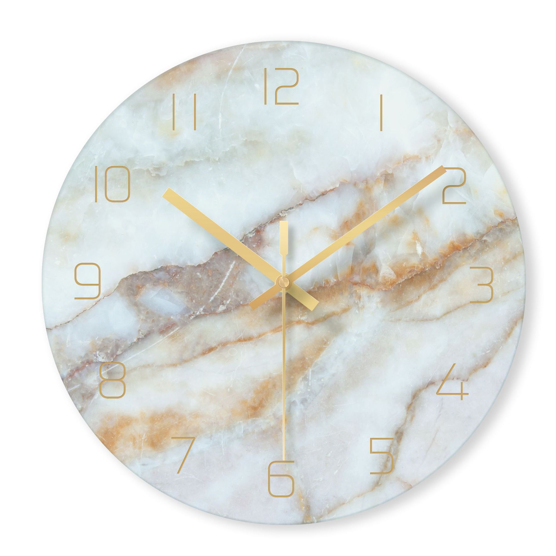 Nordic Abstract Wall Clock Marble Texture Glass Clock Watch Home Office School Decoration Fun: D
