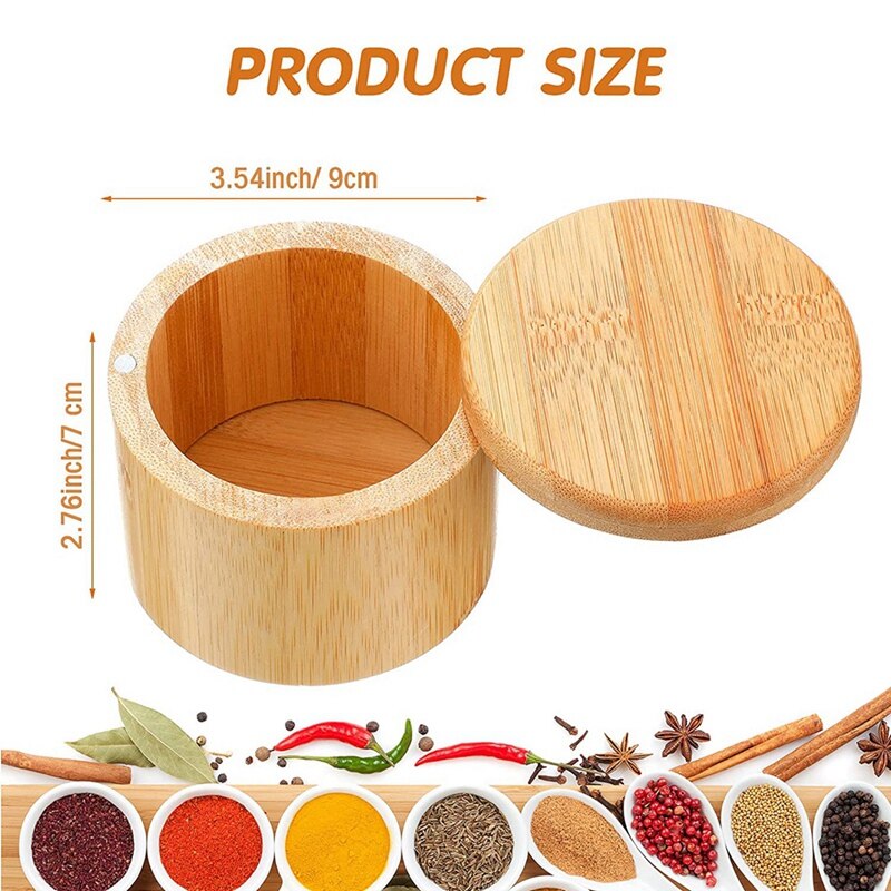 Salt Boxes Storage Bamboo Salt Storage With Swivel Lid Salt And Spice... – Vicedeal