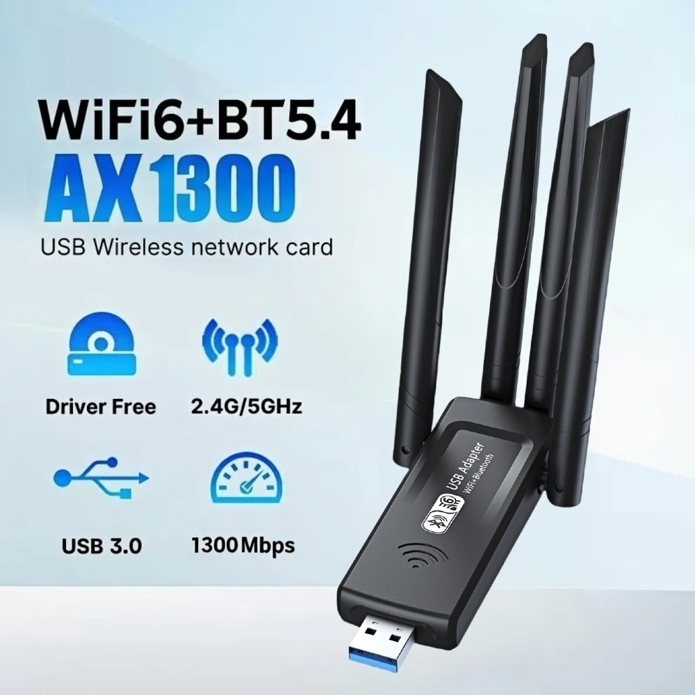 1300Mbps USB 3,0 WiFi Adapter Netzwerk Karte Dual Band 2,4G/5GHz Bluetooth 5,4 Wireless Empfänger sender Für Desktop Laptop PC: WEISS