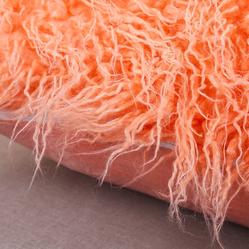 Nordic Plush Cushion Cover Orange Pink Fluffy Pillow Case Ins Sofa Bed Fur Pillow Cushion Covers Princess Room Throw Pillowcases