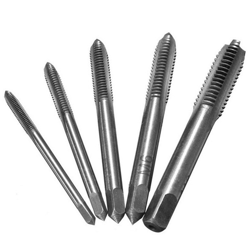 5PCS/Set HSS M3 M4 M5 M6 M8 Machine Spiral Point Straight Fluted Screw Thread Metric Plug Hand Tap Drill: Default Title