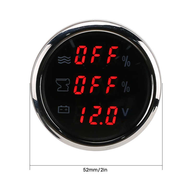 52MM/2in 3-In-1 Waterproof Digital Water Level Meter Sewage Gauge Voltage Meter Instrument 0-190Ω EU Standard