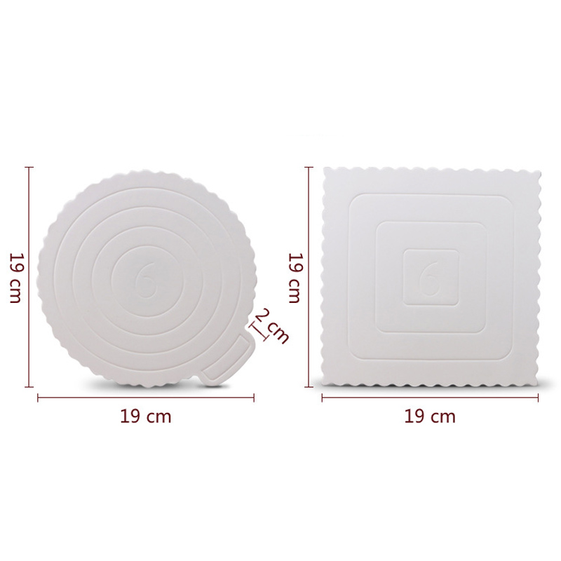 6 zoll 5 stücke Weiß Mousse Matte Boden Platz Kuchen Boards Runde Dessert Kuchen Display Tray Kuchen Keks Dekoration Boden kuchen Shop