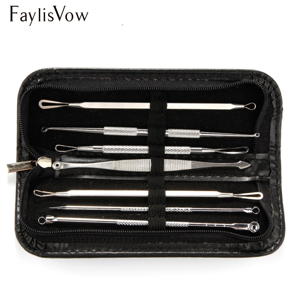 7pcs Blackhead Remover Tools Black Spots Needles Pore Cleanser Vacum Comedone Pimple Blemish Extractor Beauty Acne Remover Tool