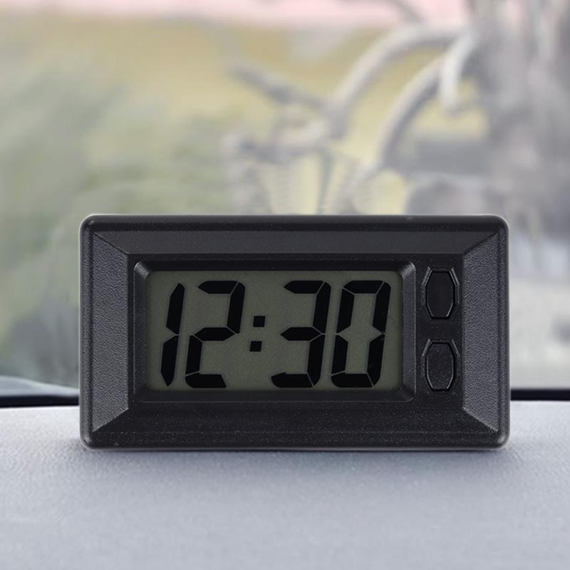 1pcs Self-Adhesive LCD Digital Clock Auto Car Truck Dashboard Date Time Calendar Black Vehicle Electronic Clock
