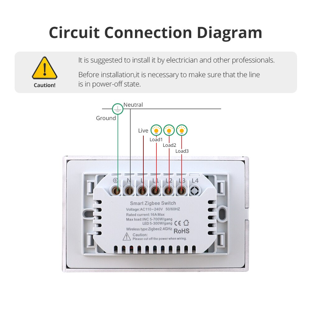 Zemismart Tuya Zigbee Smart Wall Light Switch with Neutral 1 2 3 4 Gangs Black Interruptor Alexa Google Home Smartthings Edge