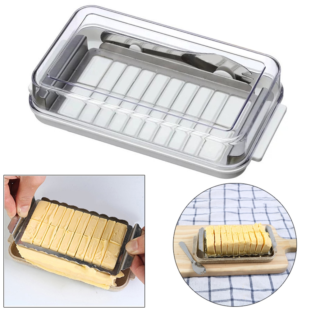 Butter Storage Box Stainless Steel Tangent Fast Cutting Rectangular Fresh-keeping Cheese Case Preservation Container