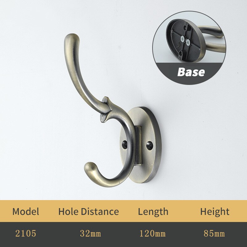 KAK 5pcs Zinklegering Zwarte Doek Haken voor Opknoping Muur Haak Jas Zak Hoed Haken voor Keuken Anitque Rekken met schroeven: 2105 Bronze