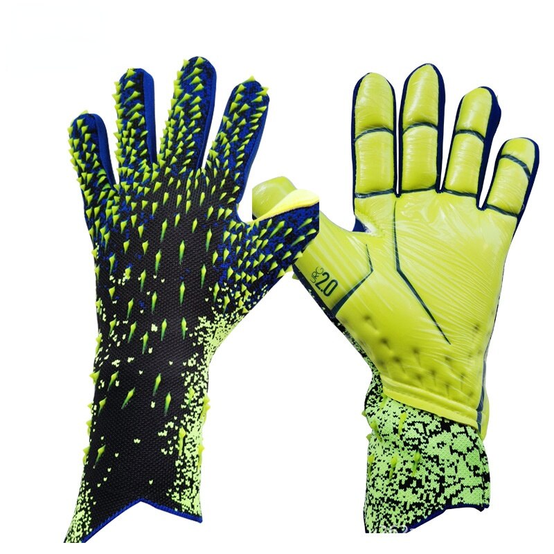 Latex Football Gloves Soccer Ball Without Finger Protection Gloves Goalkeeper Gloves: Style A Green / 6