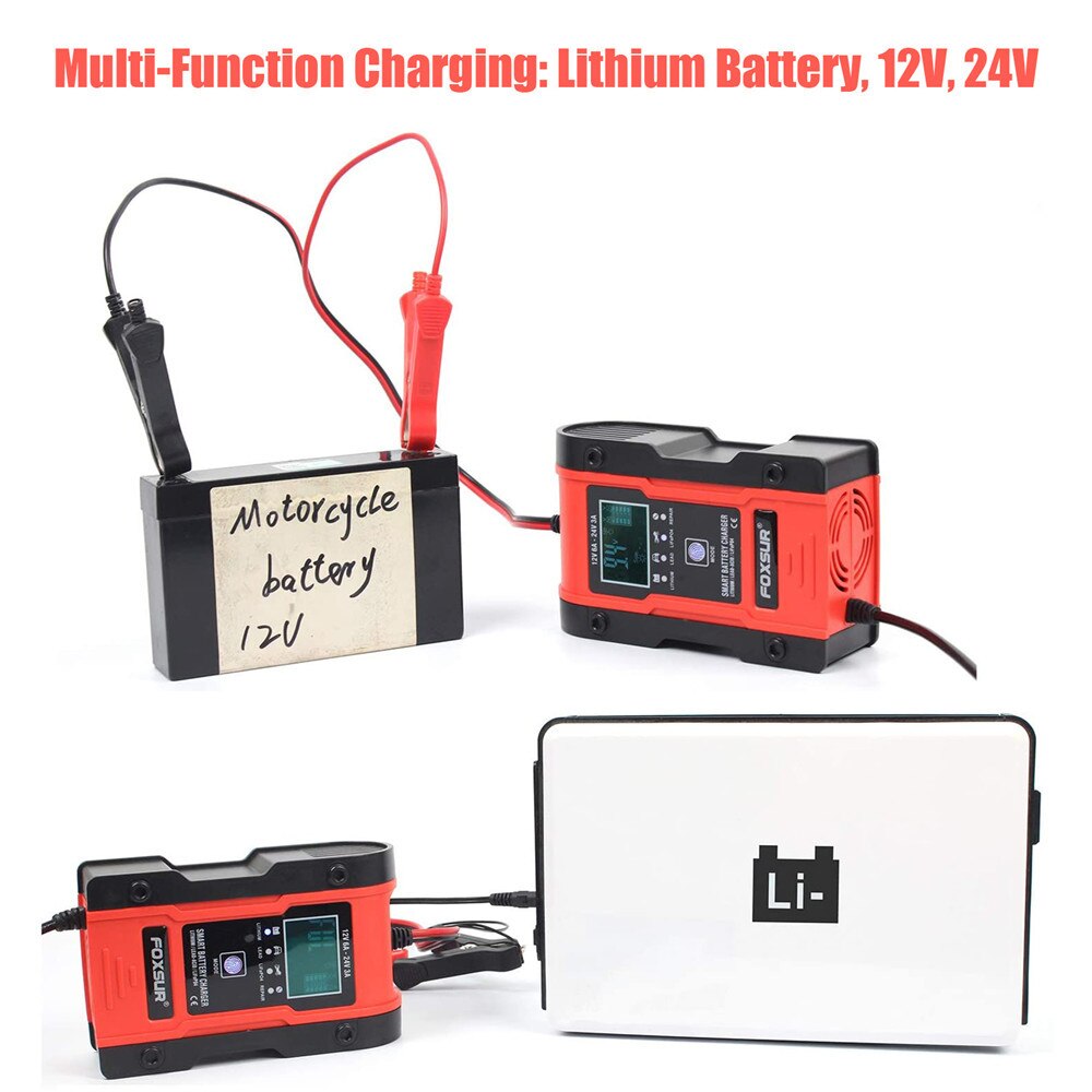 Newest Model 12V-24V Full Automatic Car Battery Charger Portable Power Pulse Repair Chargers LCD Display Energy Save