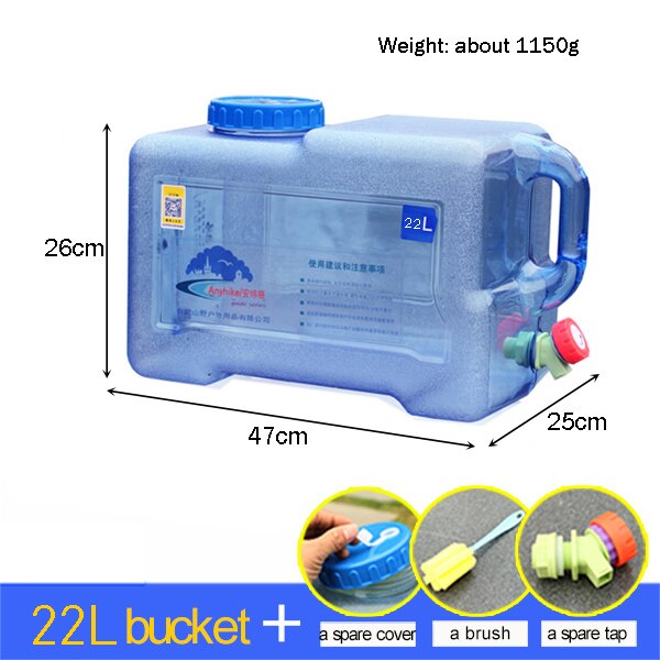 Outdoor water barrel PC food grade 22L/25L water bag plastic water storage tank vehicle domestic water storage bucket: 22L and 3 pieces