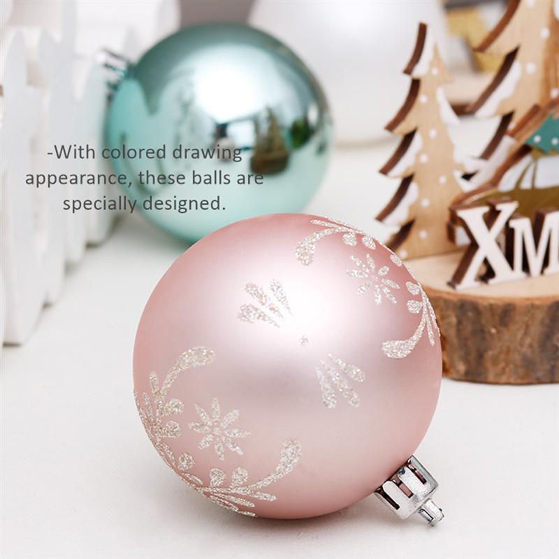30Pcs Kerstboom Decoratie Kerst Ballen Plastic Bal Ornamenten Gekleurde Tekening Bal Kerst Bal (Rose Goud)