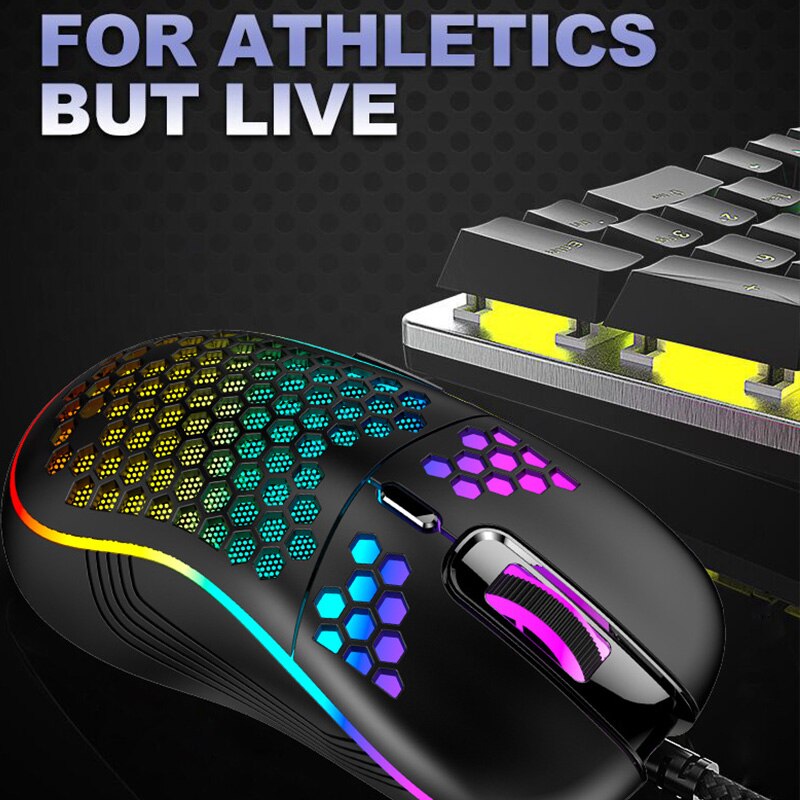GM86 2.4GHz Wired Mouse LED Light 7200DPI Adjustable RGB Backlit Honeycomb USB Optical Gaming Mouse Gamer Mice For Laptop PC