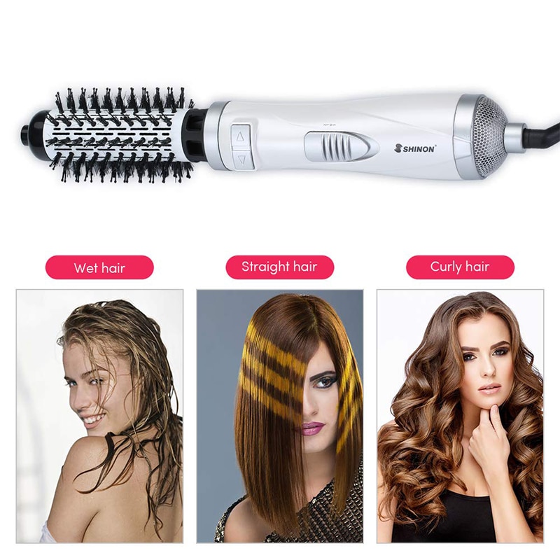 2 In Rotating Hair Dryer Brush Styler Electric Hair Curler Brush Ionic Hairdryer Brush Dryer Comb Only 220V