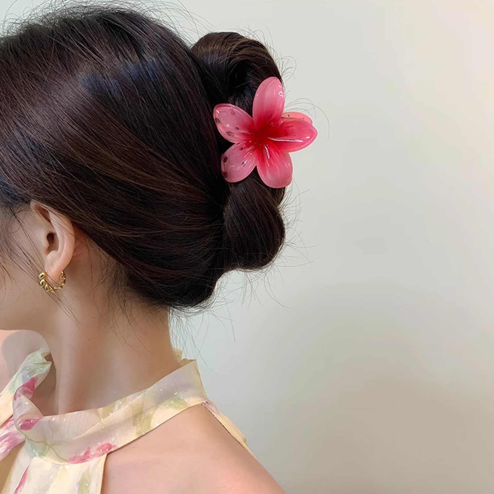 3 tums tonad blomhårsklämma för kvinnor i harts, blommigt hårspänne, färsk söt blomklämma, flickors håraccessoarer