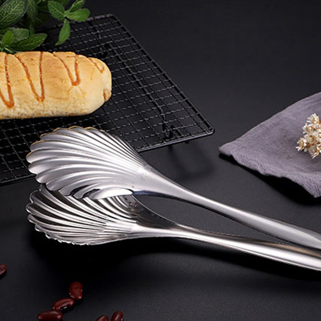 Voedsel Tong Rvs Keuken Tang Veelzijdige Shell Vorm Brood Tang Koken Clip Klem Salade Gereedschap Grill Keuken Benodigdheden