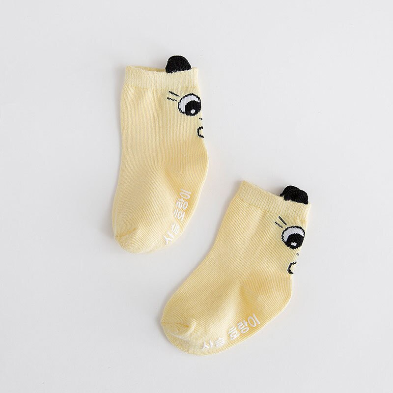 Chaussettes antidérapantes pour enfants de 0 à 2 ans, 4 paires, pour garçons et filles: YELLOW / 24-48M