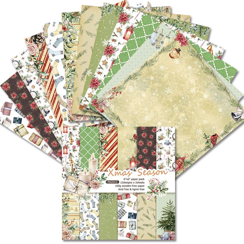 24 sheets 6"X6"the winter season Pattern Scrapbooking paper pack handmade craft paper craft Background pad