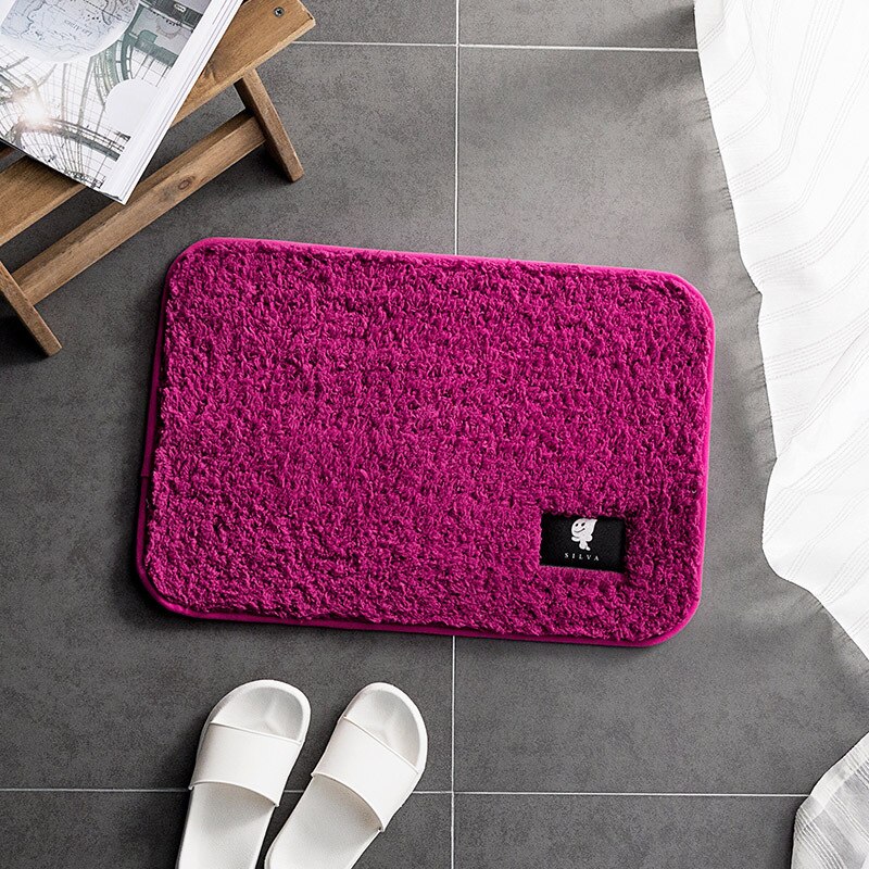 Home Bath Mat Non-Slip Bathroom Carpet Rectangle Washable Mats Microfiber Home Carpets kitchen Toilet Floor Decor: Cinnabar red / 40x60CM