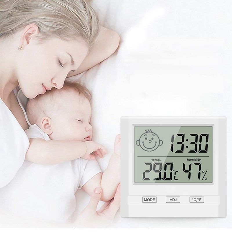 Digital Indoor Hygrometer Thermometer With Time Display,Accurate Temperature Humidity Monitor Meter For Home,Office,Nursing Room