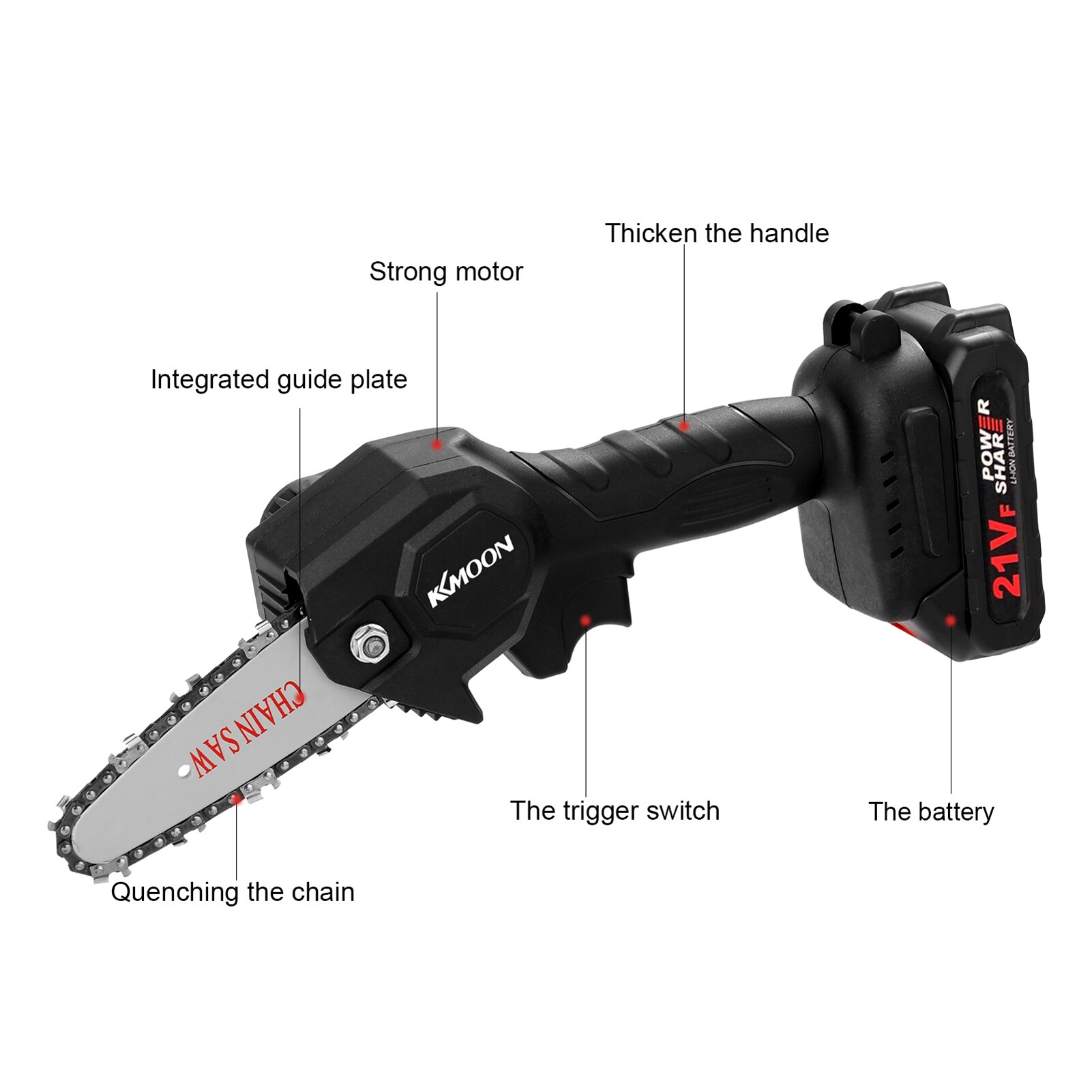 KKmoon Portable Electric Pruning Saw Mini Brush Motor Wood Spliting Chainsaw One-handed Woodworking Tool for Garden Orchard