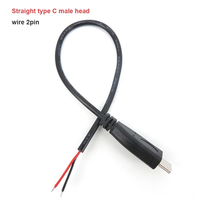 0.25M Draad 2 4 Pins Kern Usb 2.0 Type C Mannelijke Vrouwelijke Kabel Haakse Stekker Verlengstuk Diy Reparatie Data Opladen 25Cm U: Lavendel