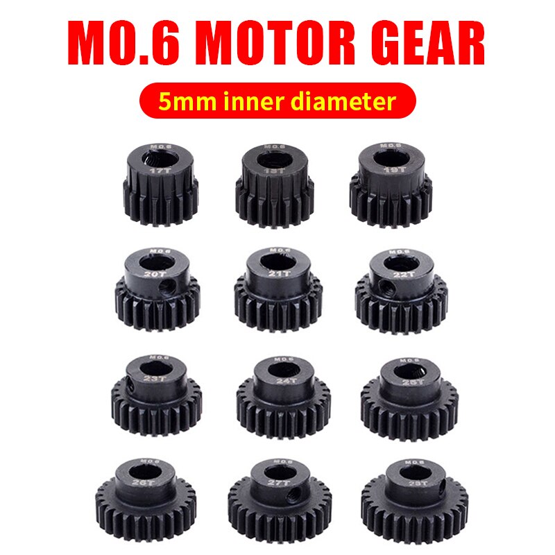 Överträffa-hobby  m0.6 5mm 17t 18t 19t 20t 21t 22t 24t 26t 28t 30t stål metall pinjong motor växel för 1/10 rc modeller bilmotor