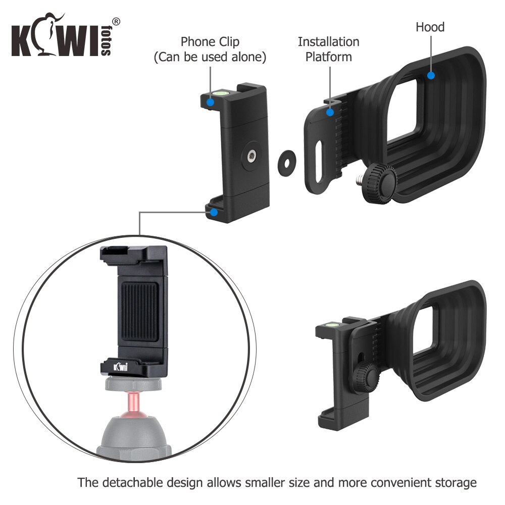 Capot universel Anti-reflet de capot de Silicone pour le téléphone intelligent, bâti froid de chaussure pour des Microphones de led, 1/4 &quot;-20 de fil femelle